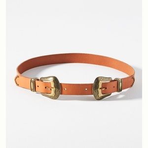 Anthropologie | Western Double Buckle Belt in Honey Brown